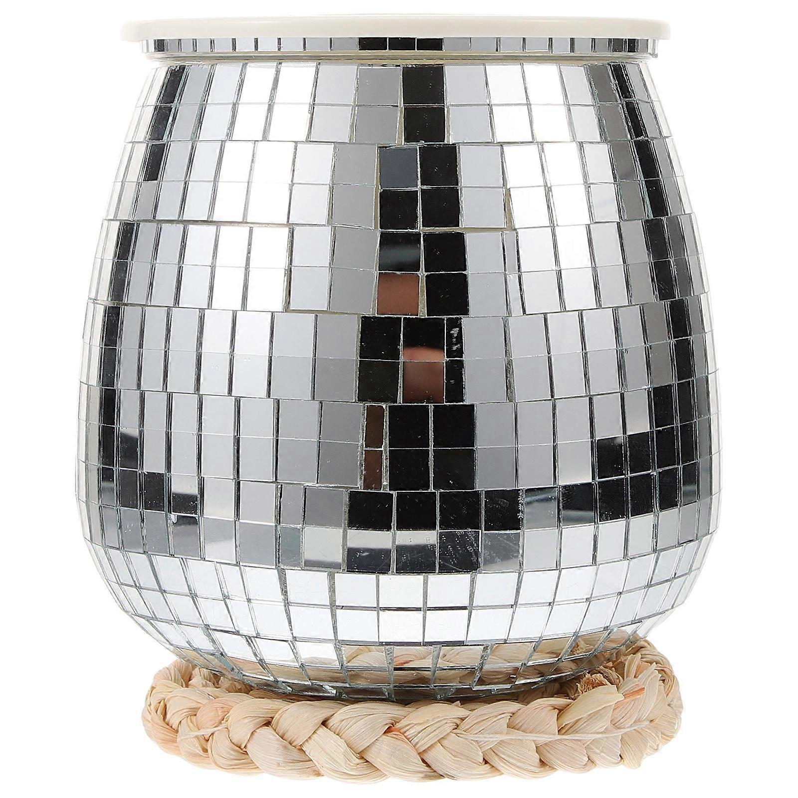 Mirror Disco Oval Ball Tabletop Planter Silver Shiny Mirror Surface for Decor Balcony Planter