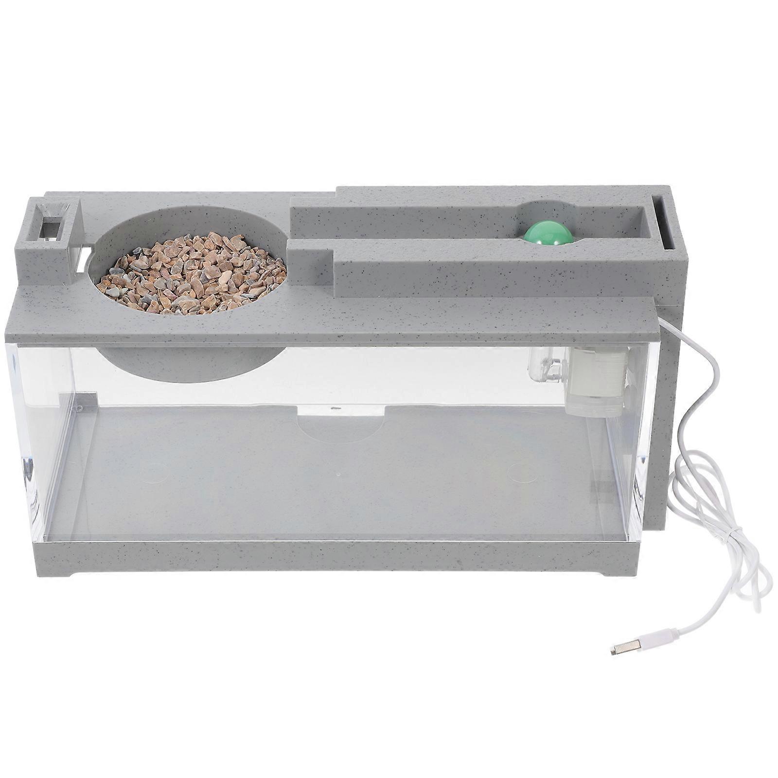 Grey ABS Fish Breeding Box for Home Use Elegant Fish Tank Compact Aquarium Ideal for Small Spaces 1.5 Gallon