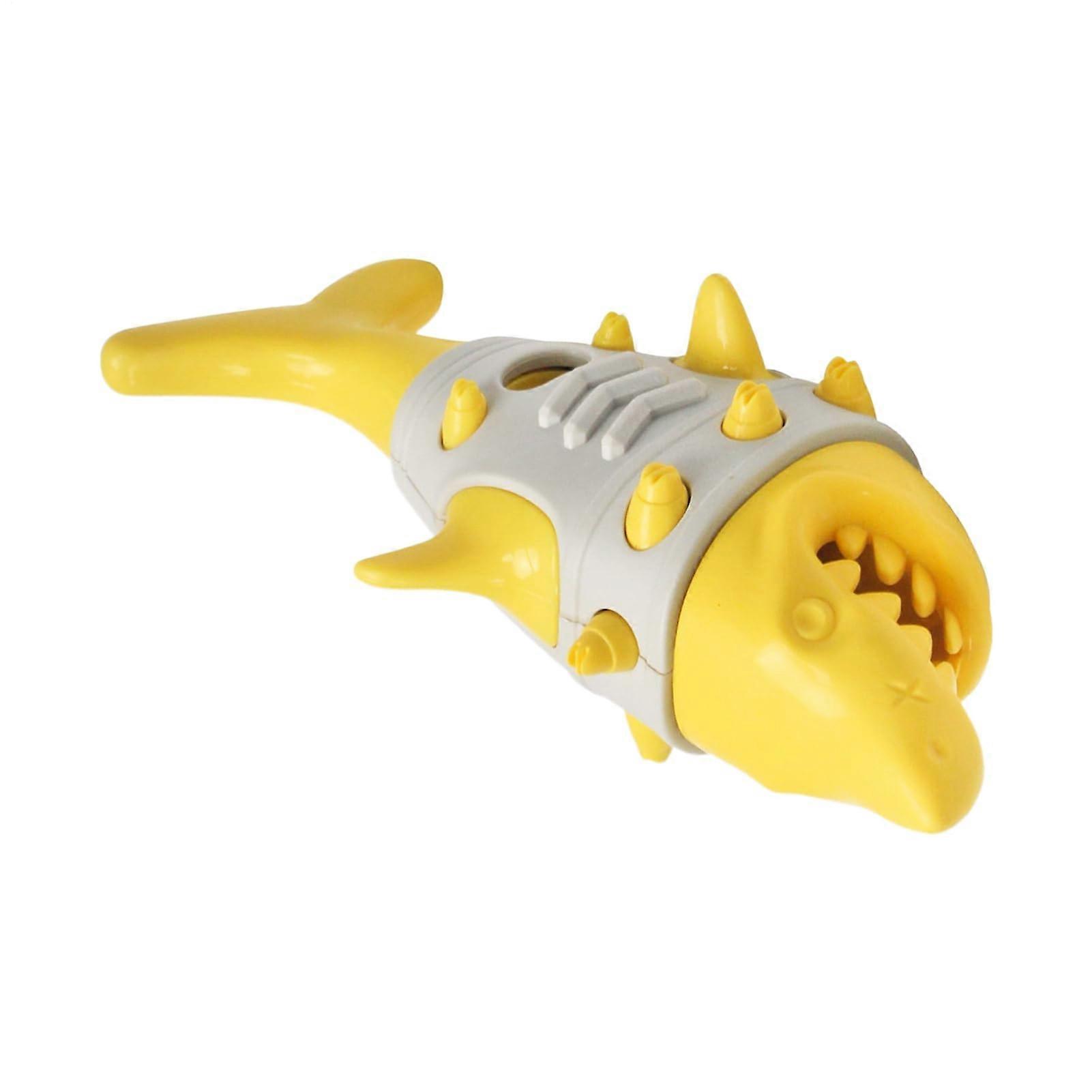 Dog Toy, Treat Dispenser Puzzle for Puppies, Slow Feeder Interactive Shark-Shaped Chew Toy for Training and Stress Relief in Yellow