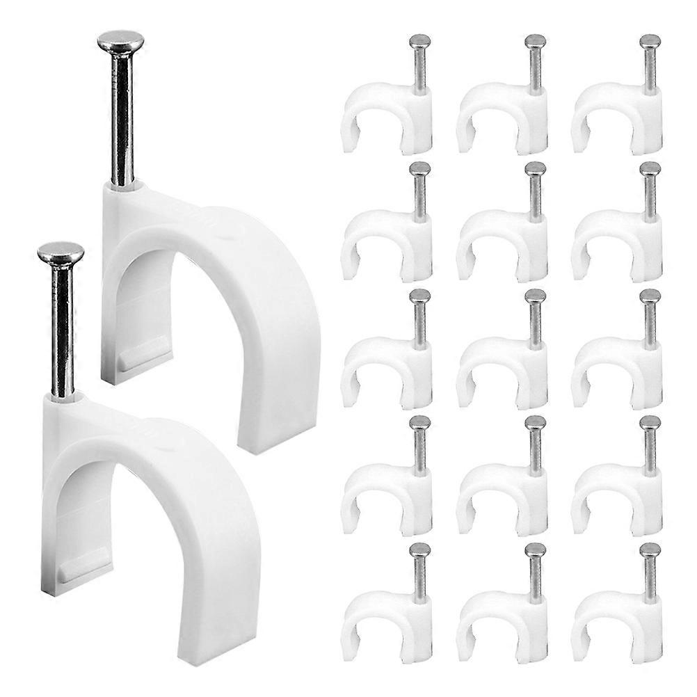 Wire Management 100Pcs Heavy Duty U Shape White Cable Fixation Clips 10Mm Round For Wall Wire Holders