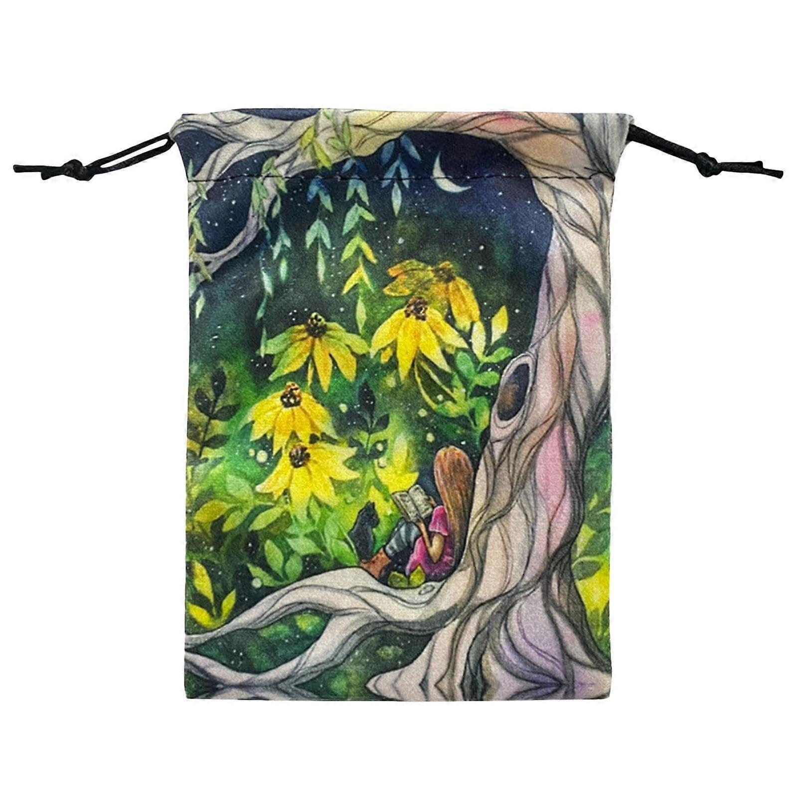 Drawstring Dice Bag Animal Print Velvet Pouch With Two-Sided Color Design For Tarot Cards, Crystals, Dice Sxf12#