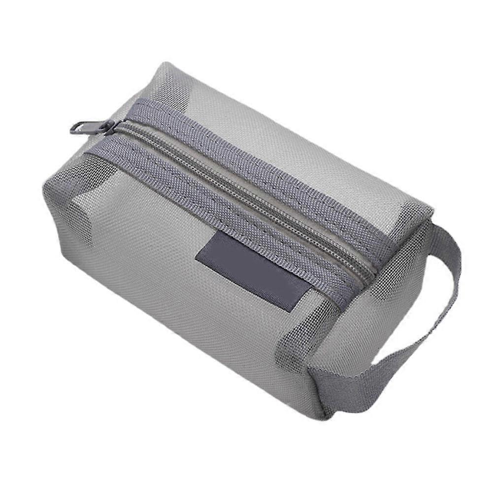 Mesh Bag 1-3 Piece Set Portable Handheld Bath Storage Makeup Pouch Black or Grey 11x7x5 cm Model B0Q0