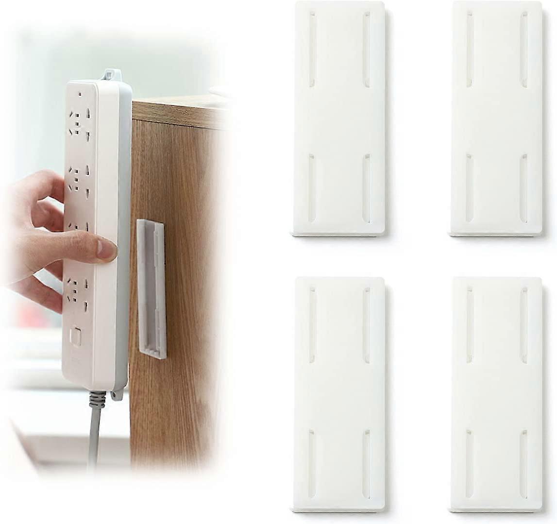 Self Adhesive Power Strip Holder Wall Mount Socket Fixer for Desk Router Pack of 4 White