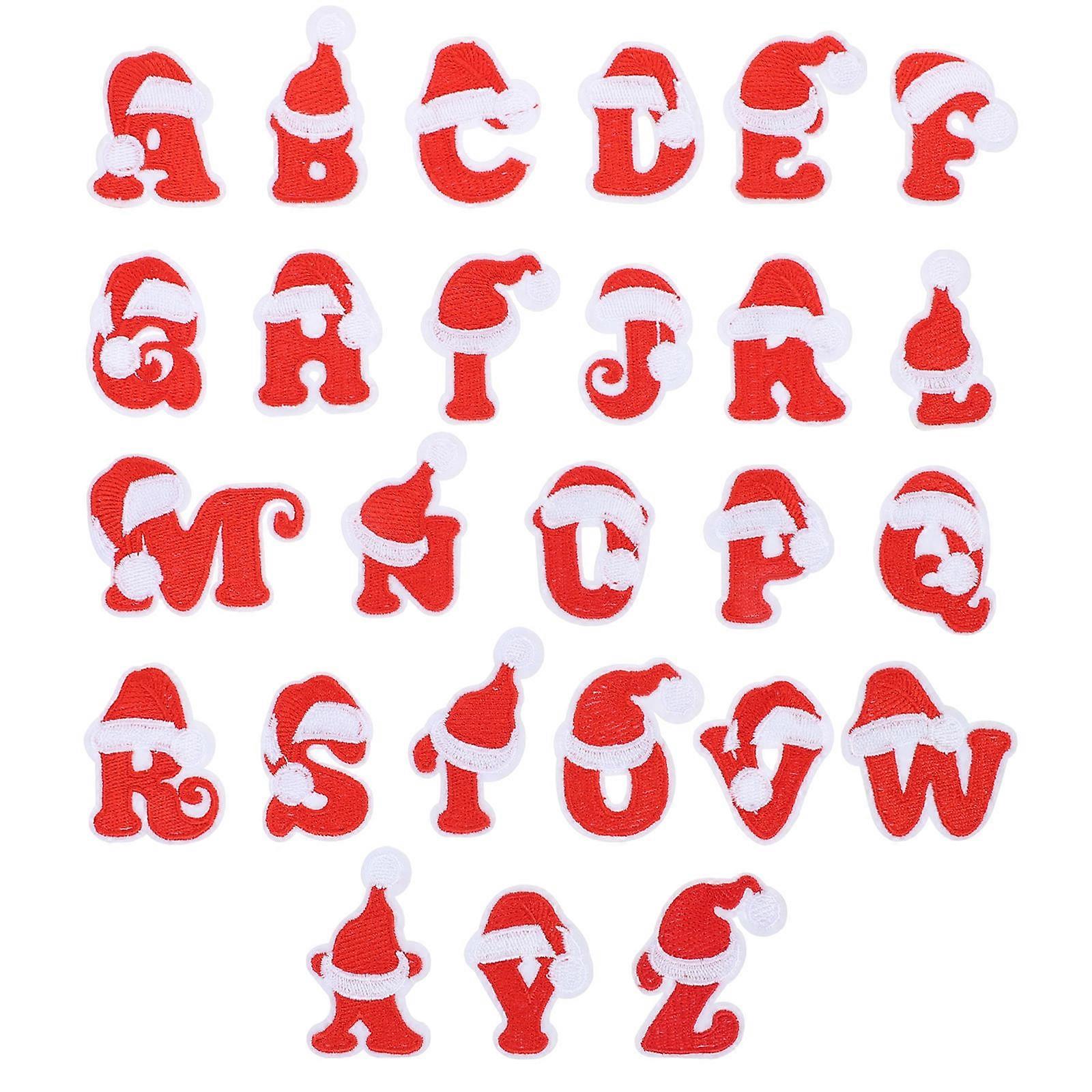 مكواة زين مطرزة على بقع أحذية عيد الميلاد تزيين بوليستر أحمر 26 قطعة