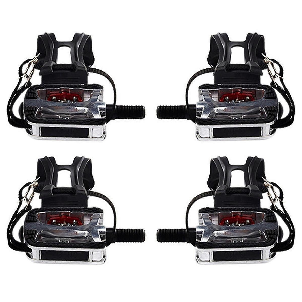 2X SPD Pedals for Bike with Toe Cages for Clip Pedals Indoor Exercise Cycling Platform Pedals 9/16 I