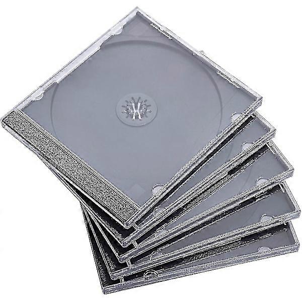 Otwoo 5-pack standard single clear CD case with mounted black tray 5pcs