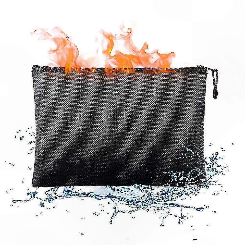 Fireproof and Water Resistant Document Bag with Zippered Pockets, 13.7x9.4 Inches, Secure Storage for A4 Documents and Valuables