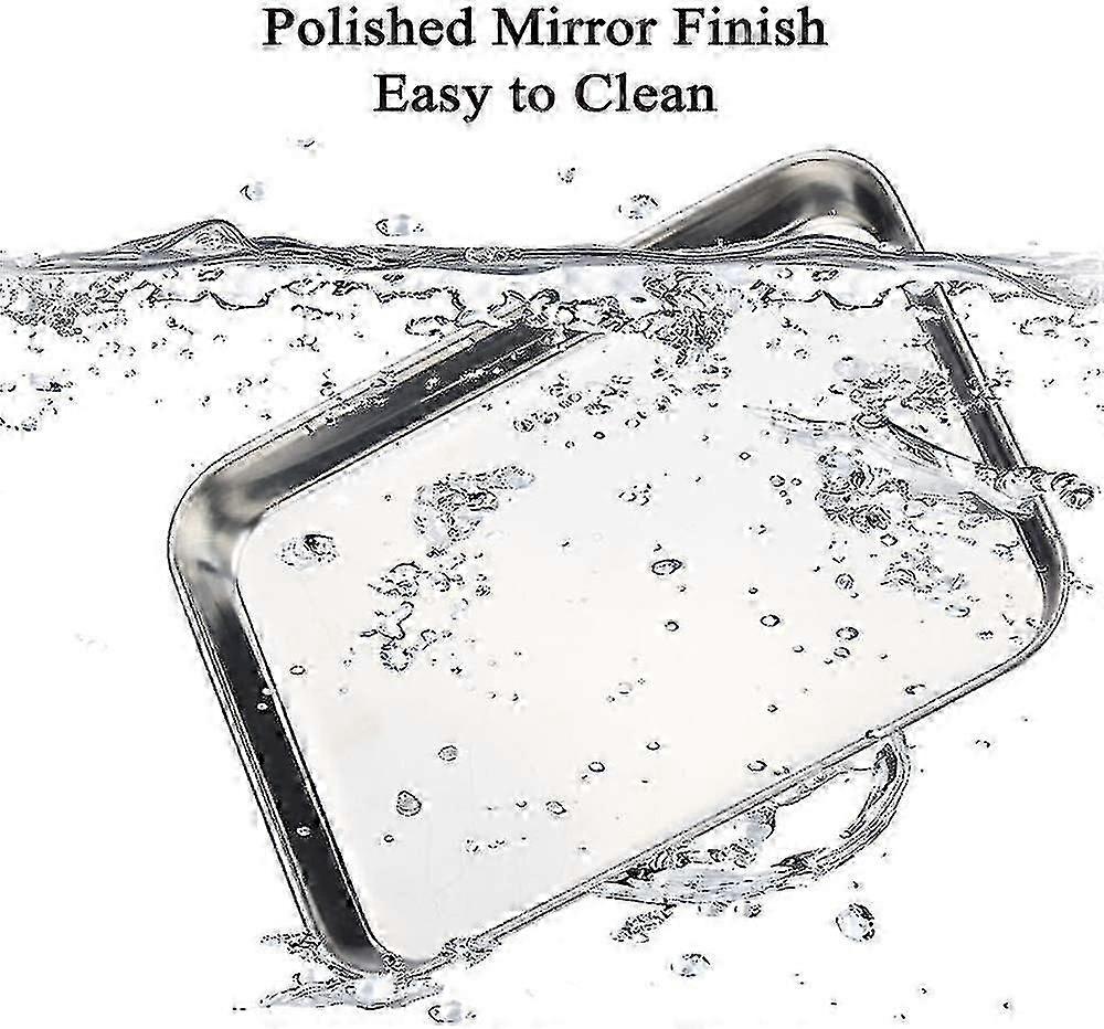 Baking Tray With Grid, 26 X 20 X 2.5 Cm Rectangular Stainless Steel Roasting Pan, Baking Tray For Home And Restaurant, Dishwasher Safe And Resistant