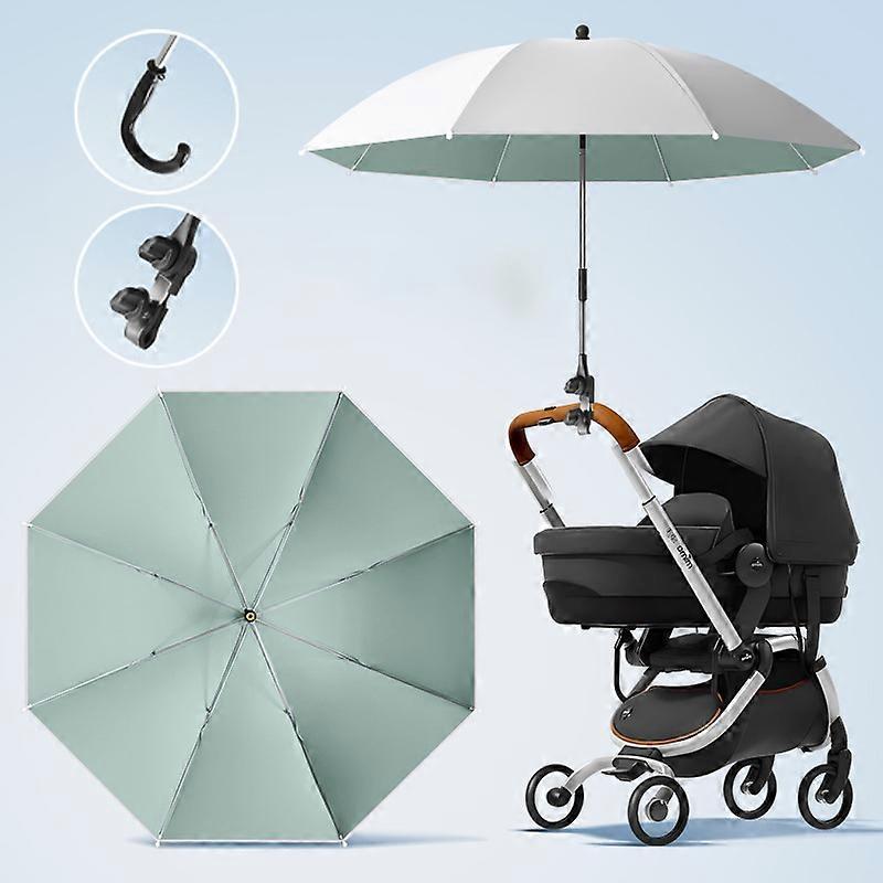 Baby Stroller Parasol, Titanium Silver Anti UV Coating,Universal Umbrella With Clamp, 360 Degree Adjustable UV Protection