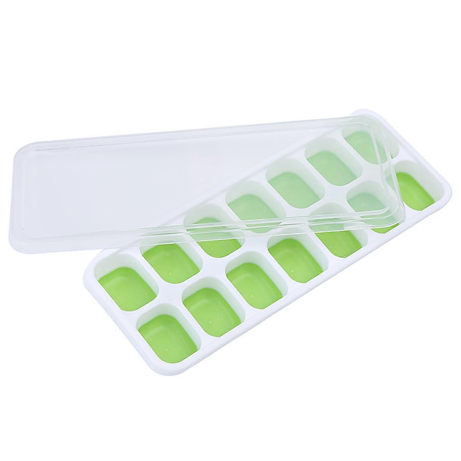 4pcs Green Ice Cube Tray 14 Compartments 25.4x9.8x3cm Stackable