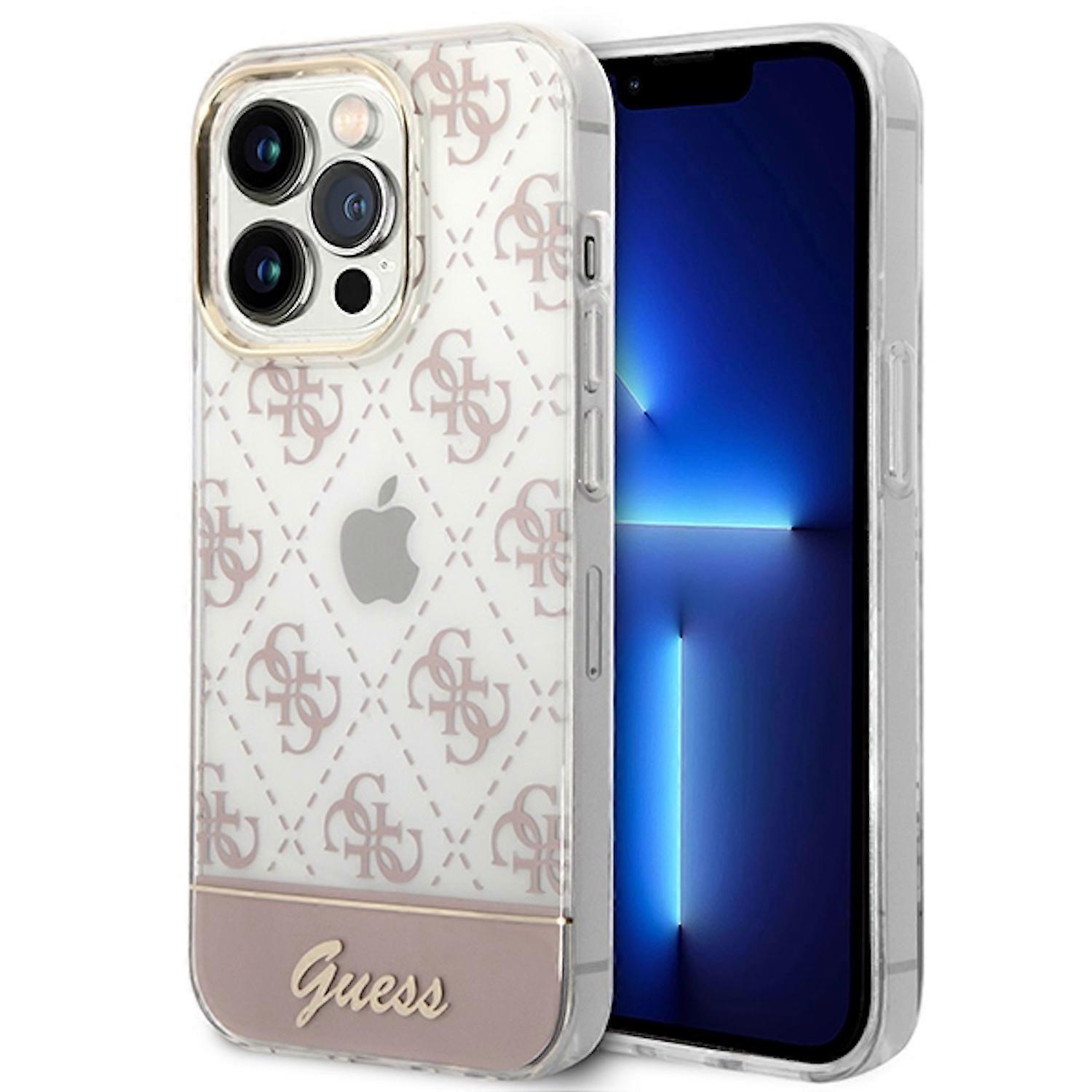Guess 4G Pattern Script Collection Hardcase Cover for Apple iPhone 14 Pro Pink