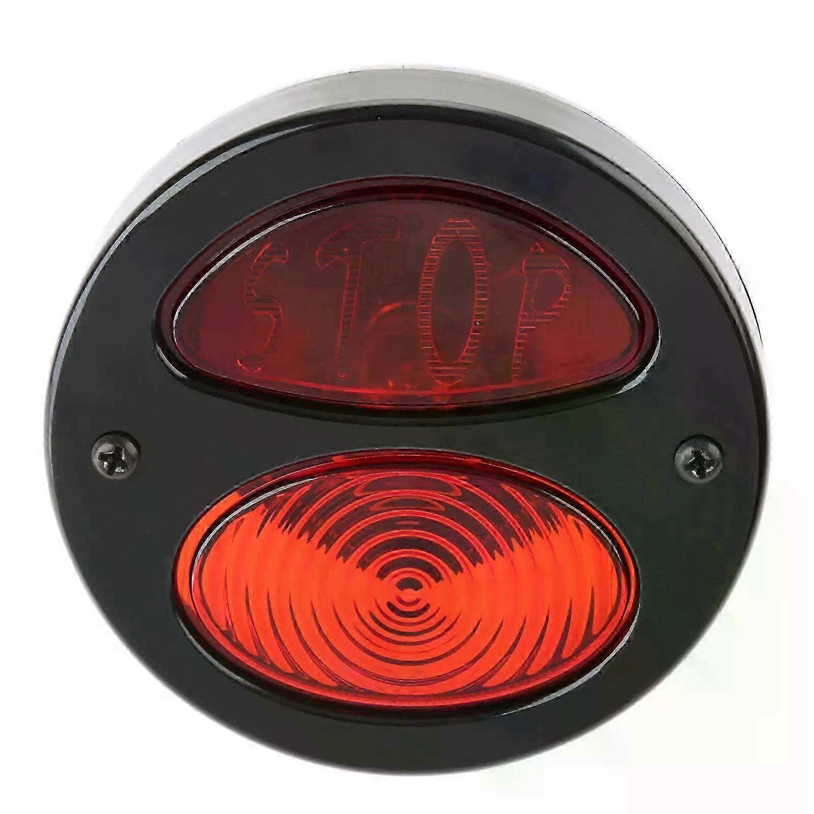 Universal Chrome Chrome Red Motorcycle STOP Tail Light Fit For Cafe Racer Duolamp Vintage Rear Stop Lamp Brake Light