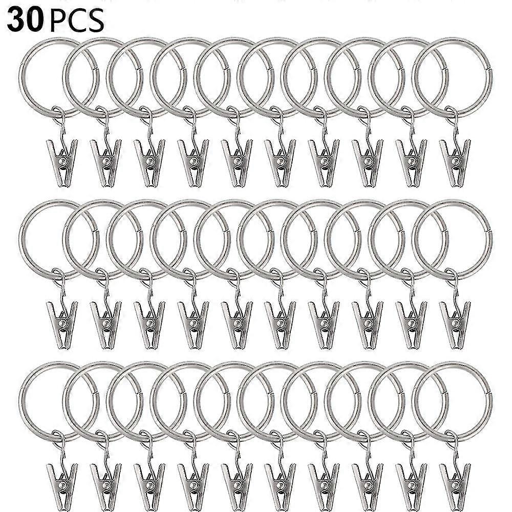 30 Pcs Curtain Rings With Clips,strong Drapery Clips Hooks