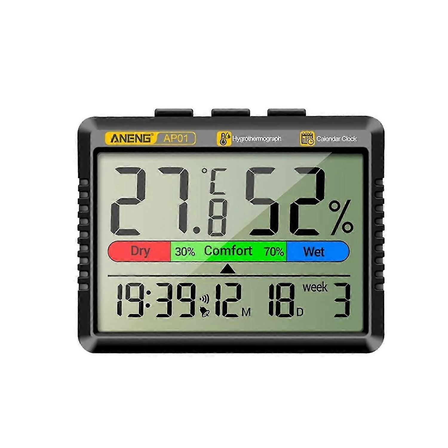 AP01 Thermohygrometer Electronic Clock Multiscene Measurement High Definition Screen Digital Air Th