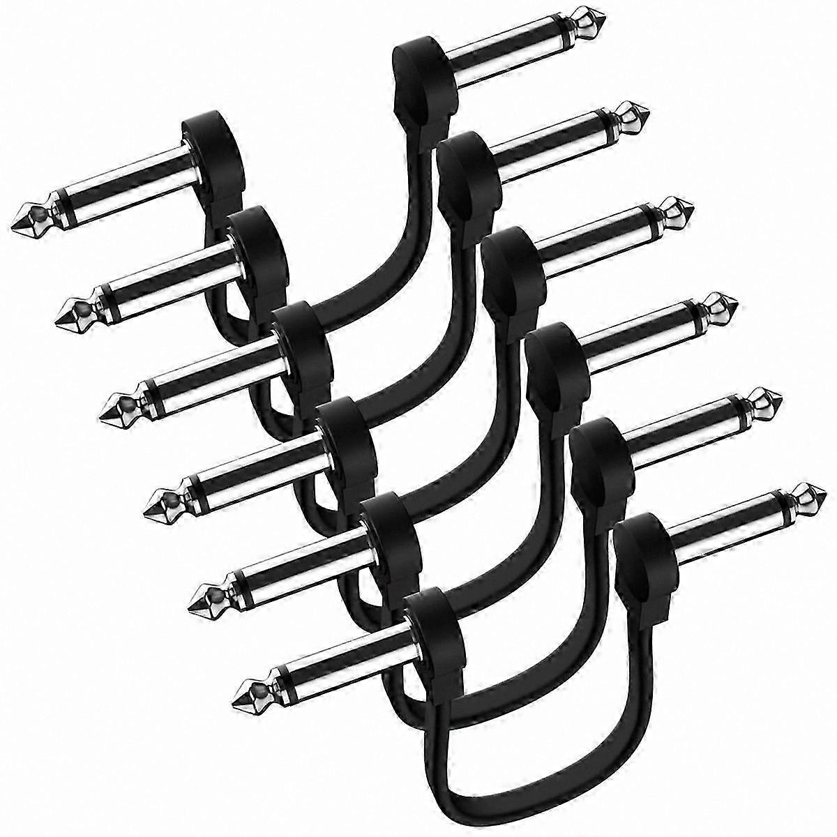 6-Pack 6-Inch Guitar Patch Cables, Right Angle Flat Pedal Cables for Effects Setup Connection