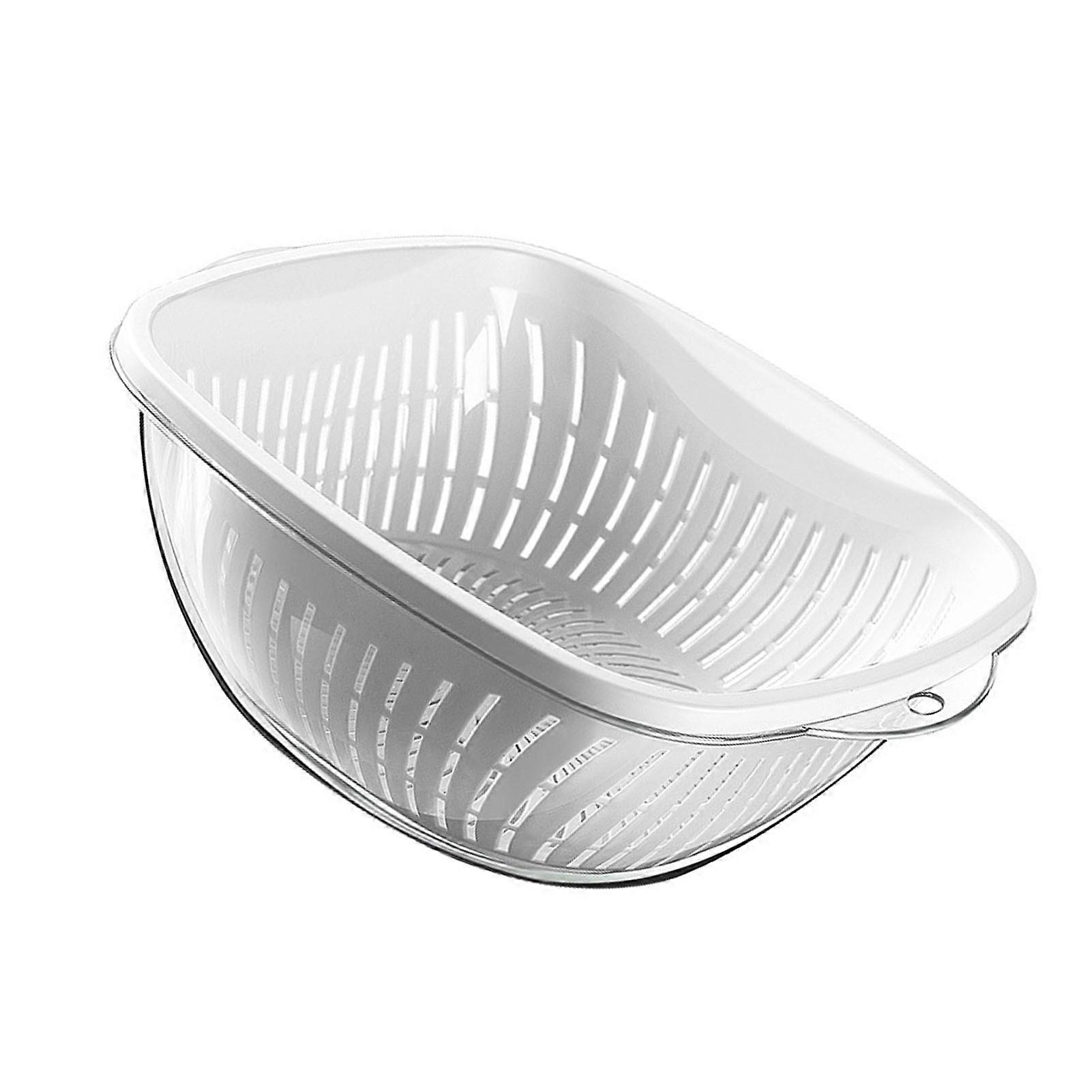 Thickened Plastic Double Layer Vegetable Washing Basket Small White