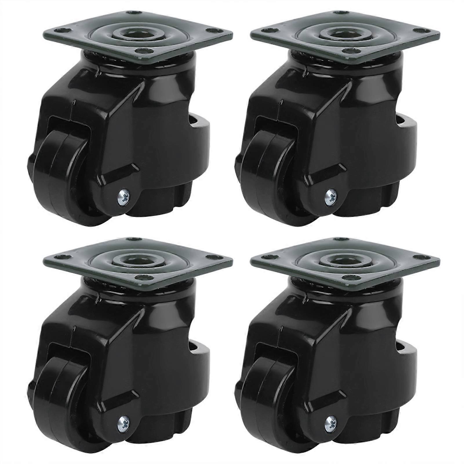 Set of 4 GD-40F Level Adjustment Casters, Heavy Duty Industrial Casters, Black