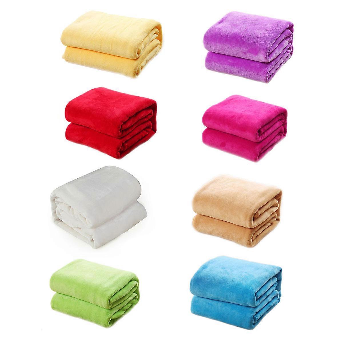 Flannel Blanket Pure Color Couch Bed Blanket Sheet for Warming Use Green