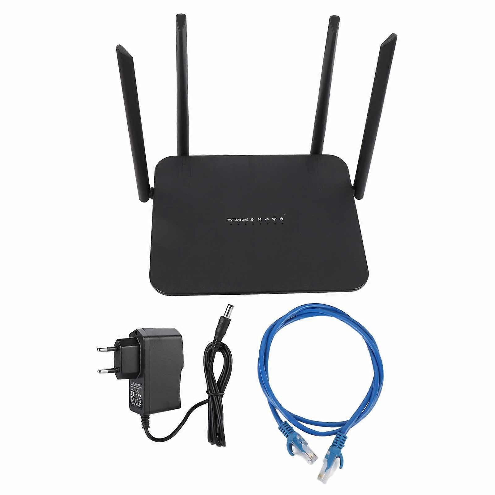 4G LTE Wireless Router 300Mbps High Speed Unlocked Wireless Mobile WiFi Hotspot Routers with 4 Antennas and SIM Card Slot for Home Office EU Plug 100-