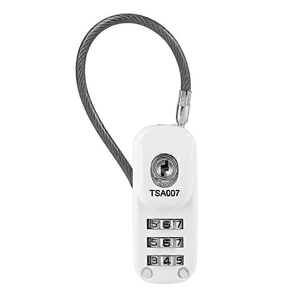 TSA Accepted Resettable 3 Digit Lock Travel Luggage Suitcase Code Padlock White