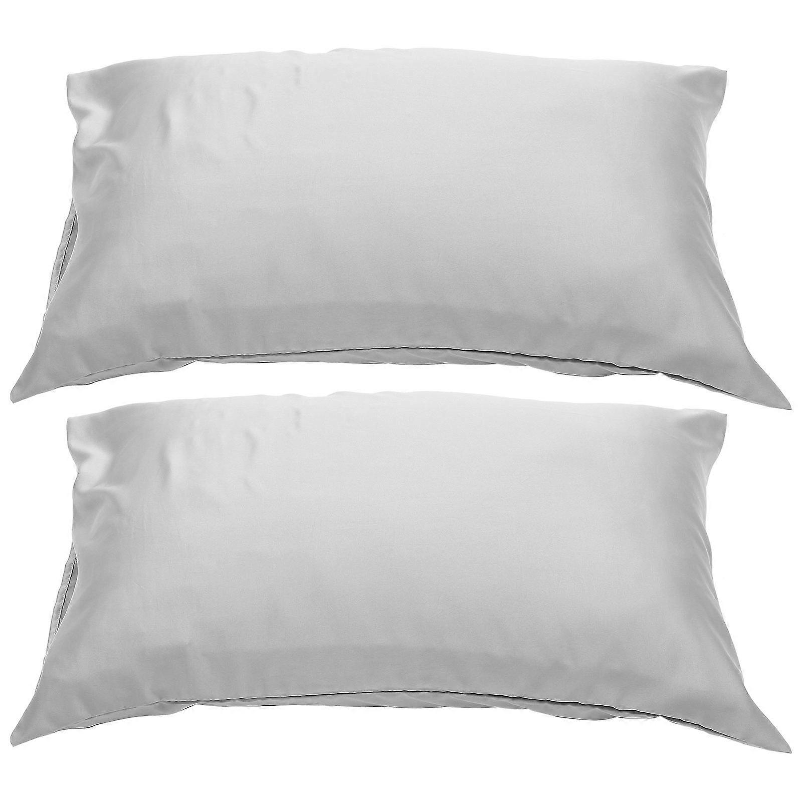 Silver Pillowcase Bedroom Pillowcase Protective Cover 2Pcs Washable Set