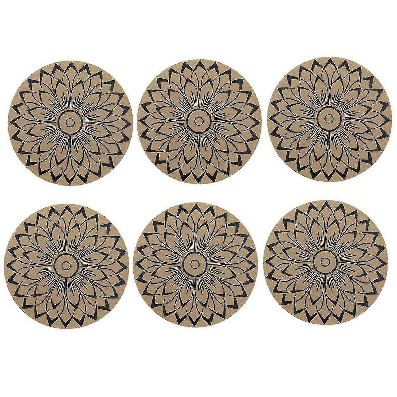 6pcs Black Round Flower Insulation Pad