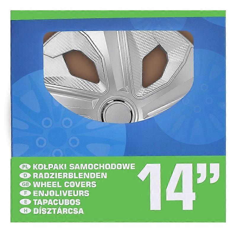 14" karbonsølv hjuldekselsett, 4 deler