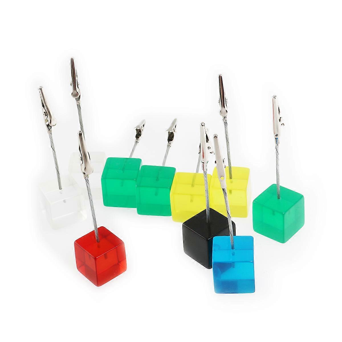 Card Cube Resin Base Desktop Paper Clip for Holding Card 10Pcs