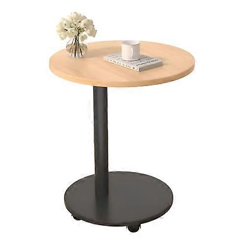 Side Table with Wheels Movable C Table TV Tray Table End Table For Small Spaces Wood Finish