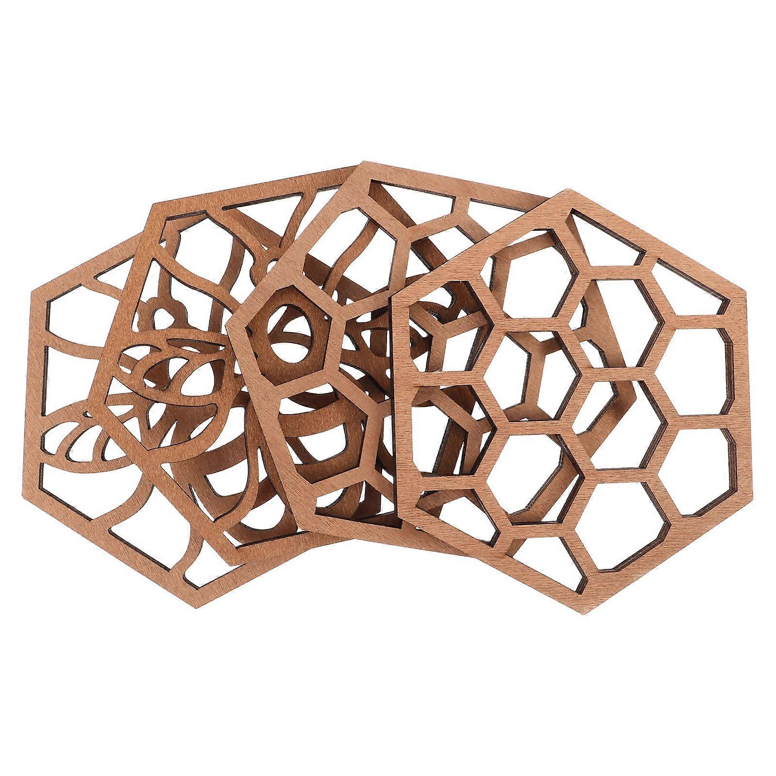 Honeycomb Centerpieces Wooden Coasters for Decor 12Pcs Bee Hive Design