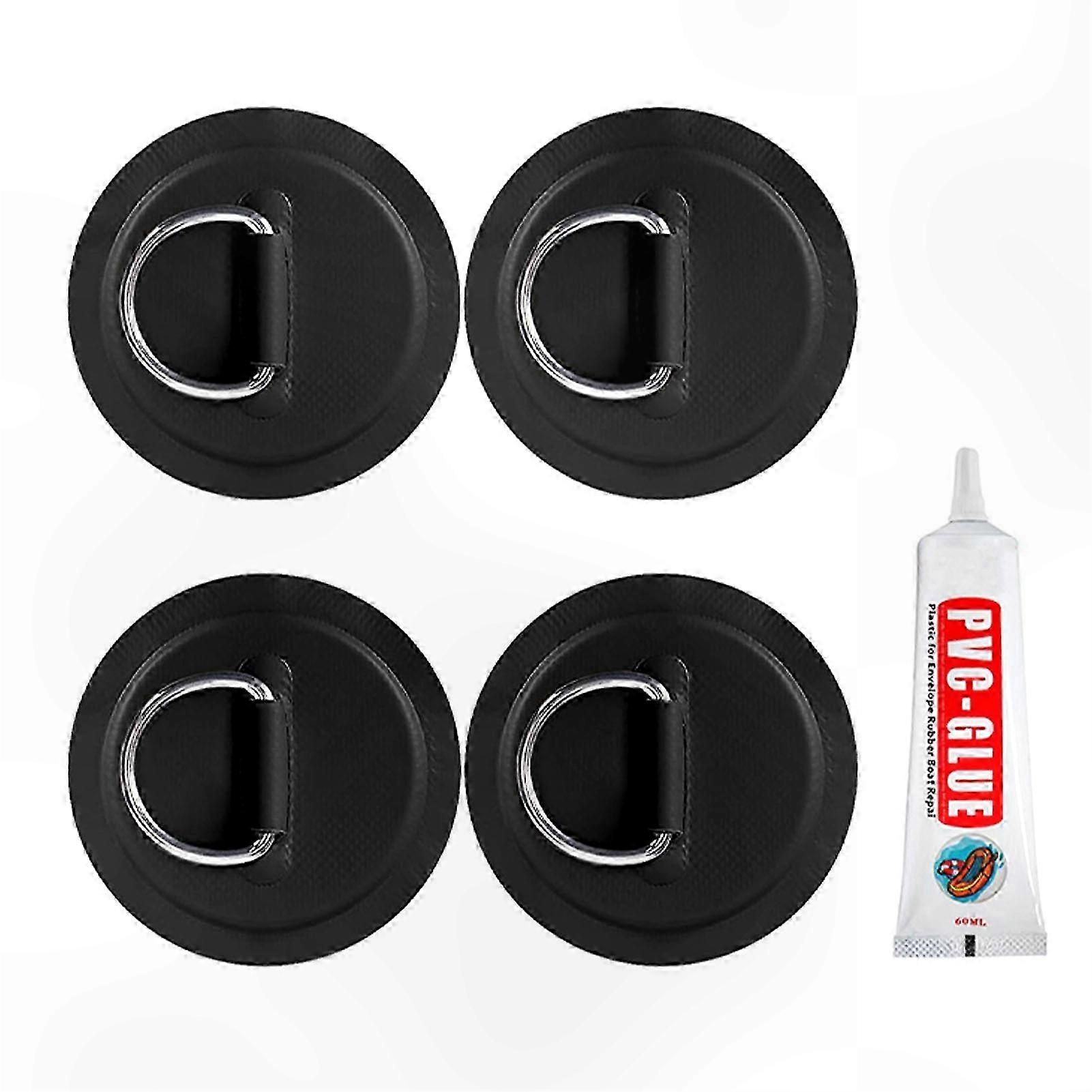 PVC D-Ring Patch Set for Kayaks, SUP, Canoes & Inflatable Boats - 4 Pack Attachment Accessory