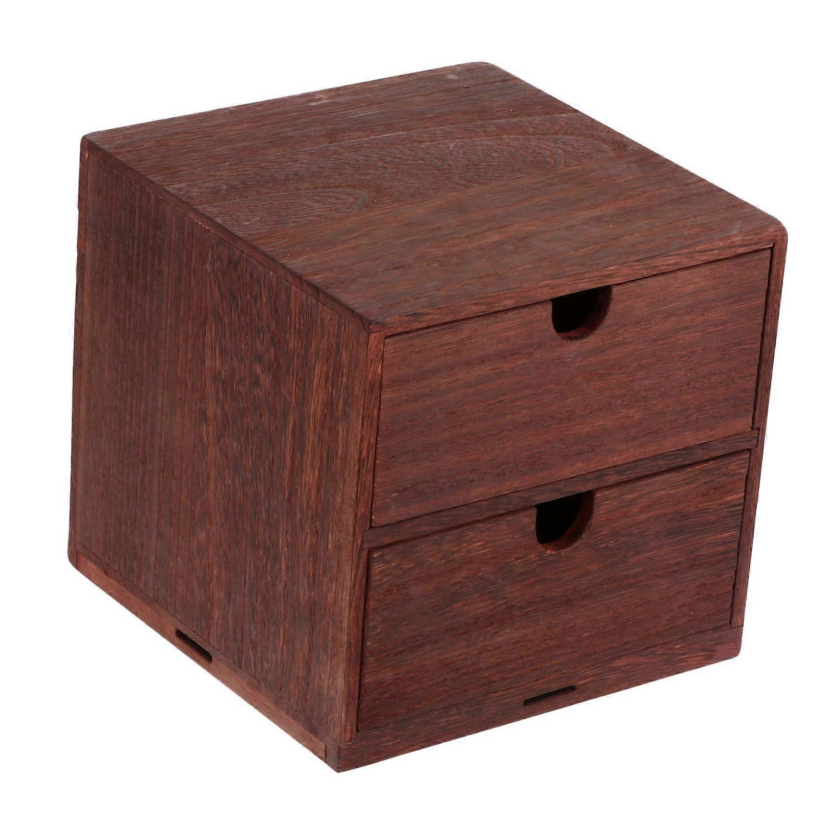 Wooden Desk Drawer Organizer FourLayer Tabletop Storage Box Solid Wood Retro Style WearResistant Home Living