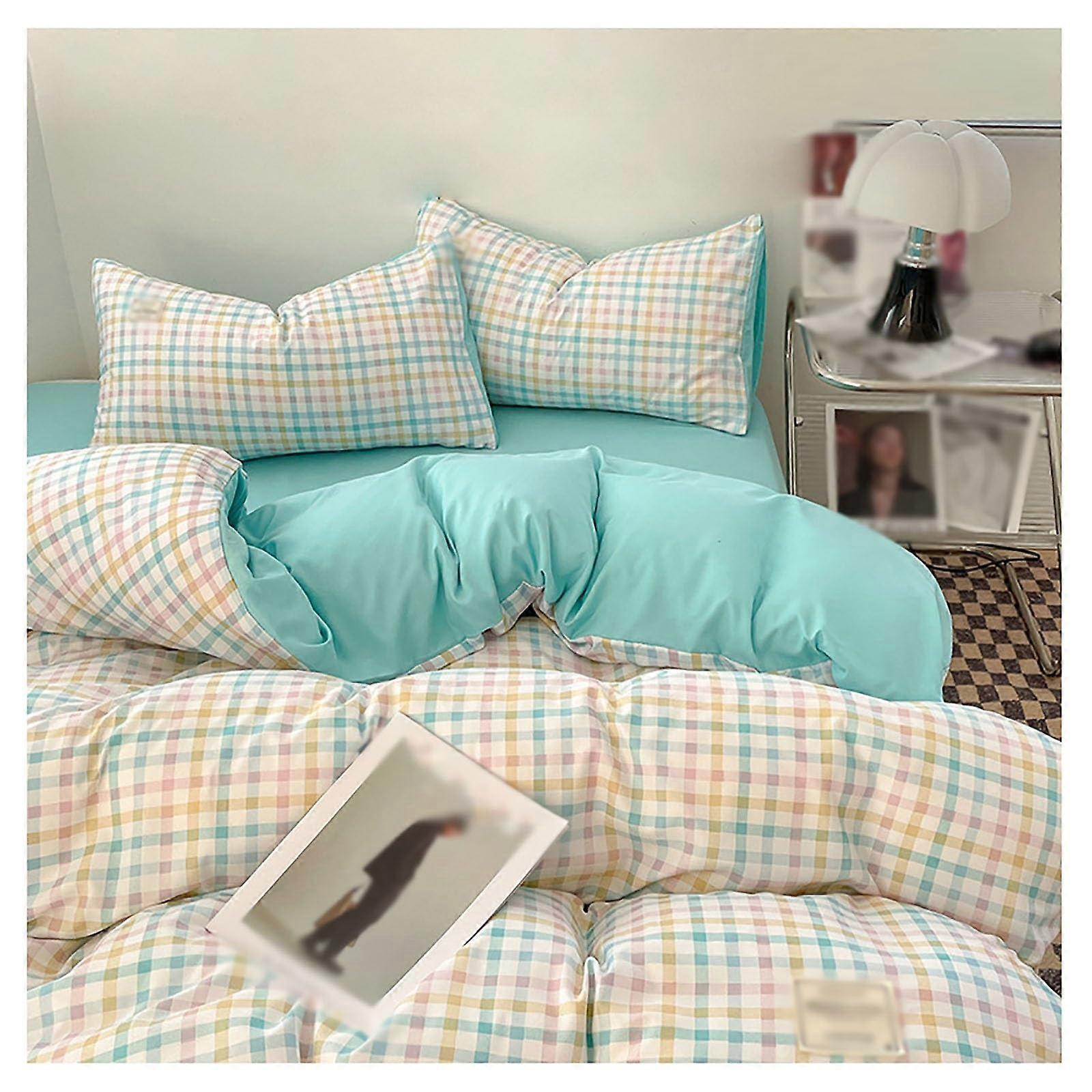 Queen Comforter Set With Sheets, Cotton LinenLike Bedding, Soft Breathable Washable, White 200x230cm 4pcs