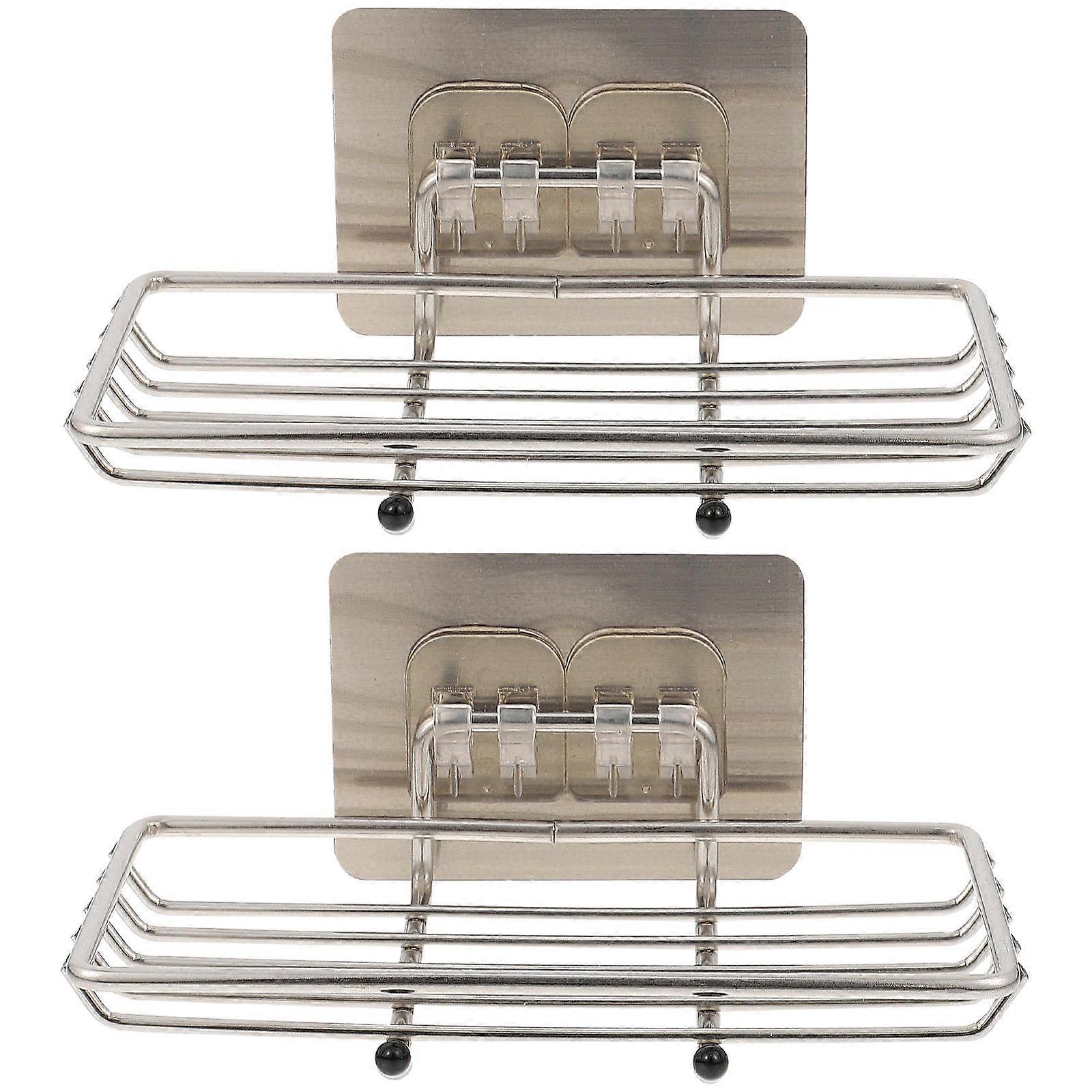Silver Wall Mounted Soap Rack for Bathroom Use 6Pcs Storage Shelf