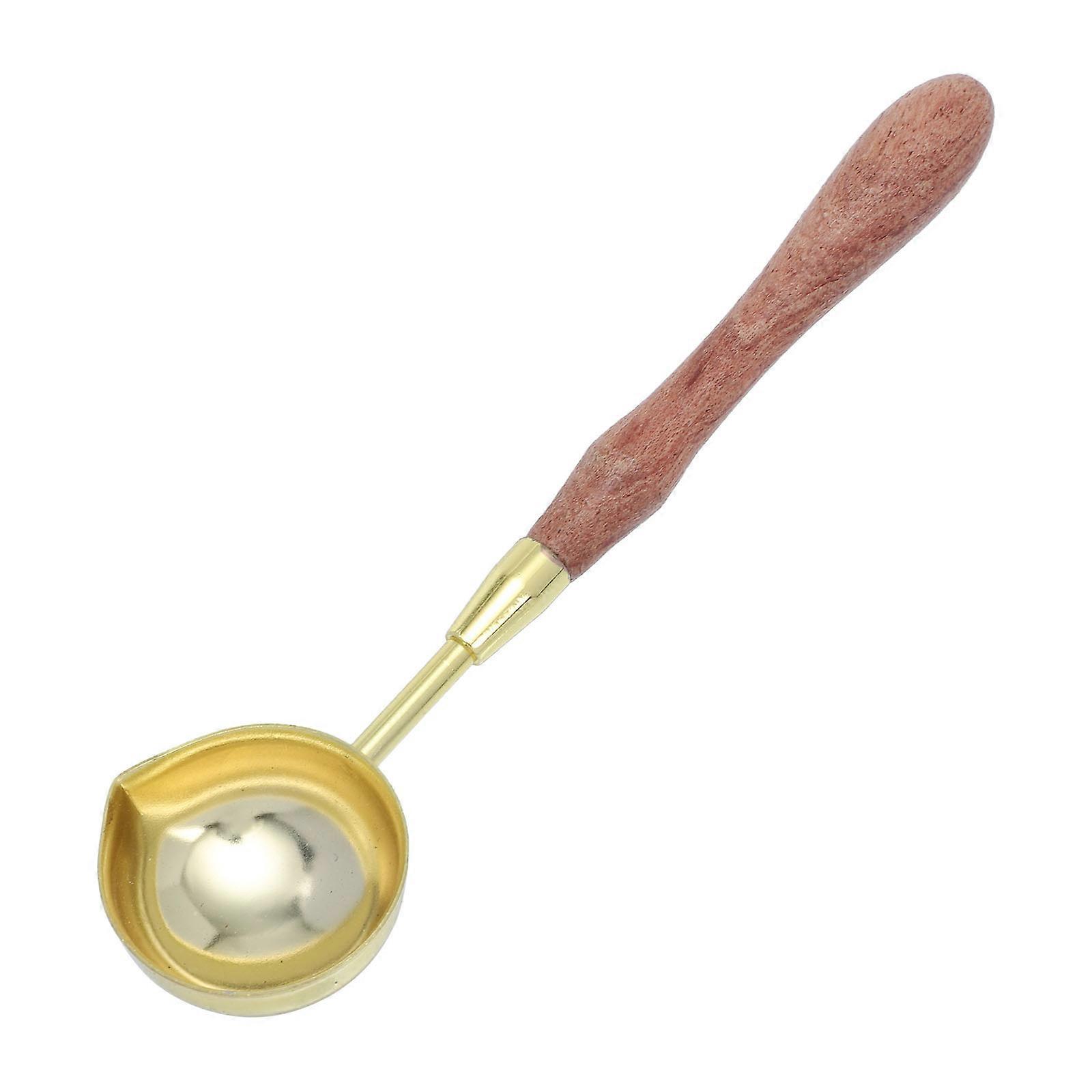 Wax Melting Spoon for DIY Use with Elegant Golden Wood Handle