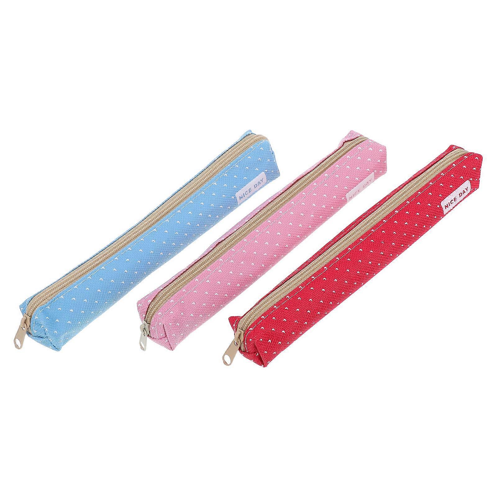 12Pcs Canvas Pencil Case for Storage Use Cute Multi Color Organizer