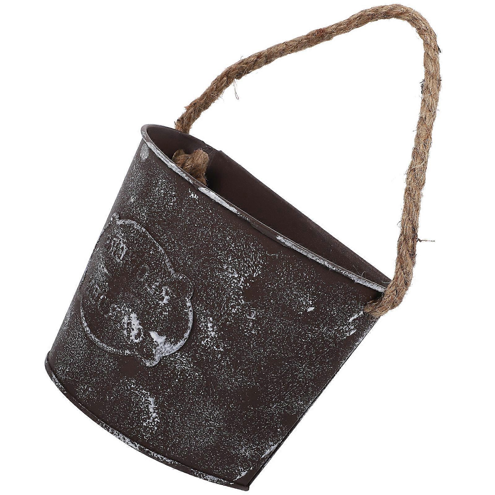 Home Wall Flowerpot Iron Planter for Storage Use 6Pcs Dark Brown