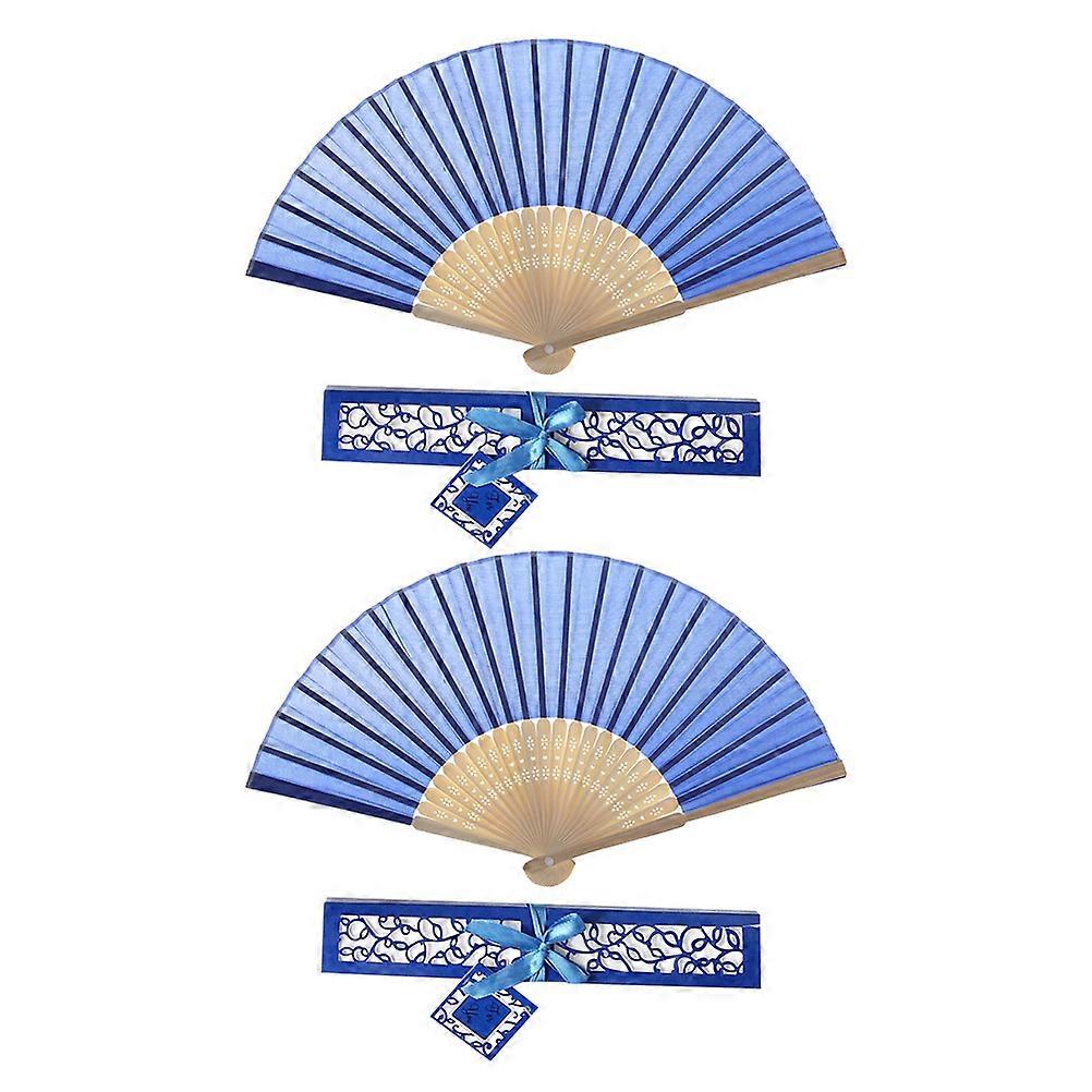 Sammenleggbar håndvifte kinesisk kalligrafivifte bambusmateriale for kvinner 2 sett