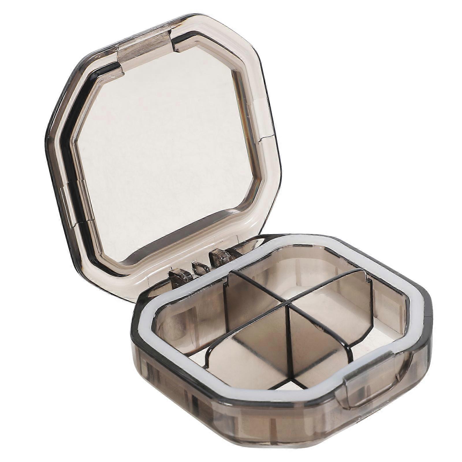 Portable Pill Organizer With Separate Compartments For Travel Daily Use Small Medication Storage Light Grey Plastic For 1Pcs