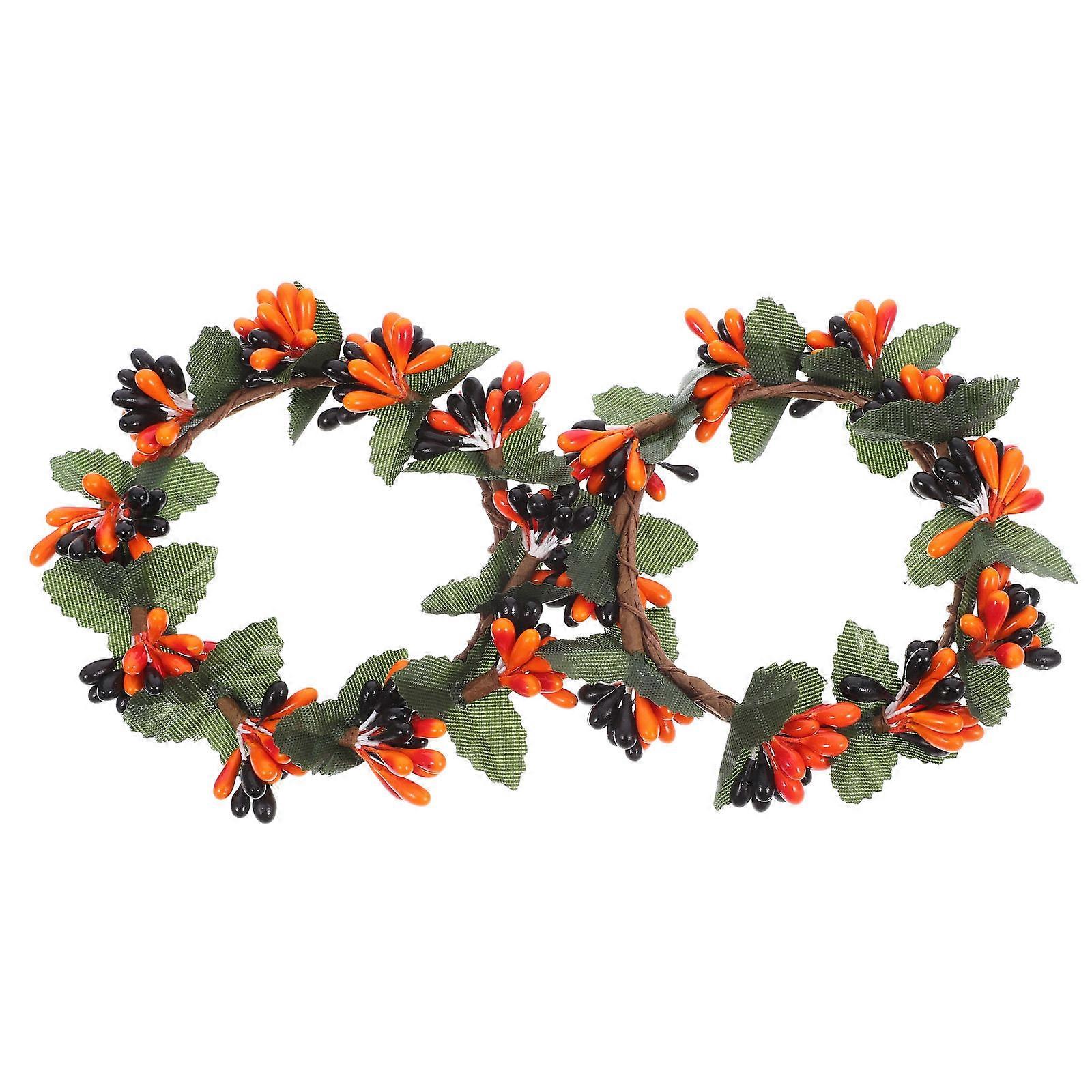 Candle Ring Artificial Berry Simulation Candle Wreath for Decor 4Pcs
