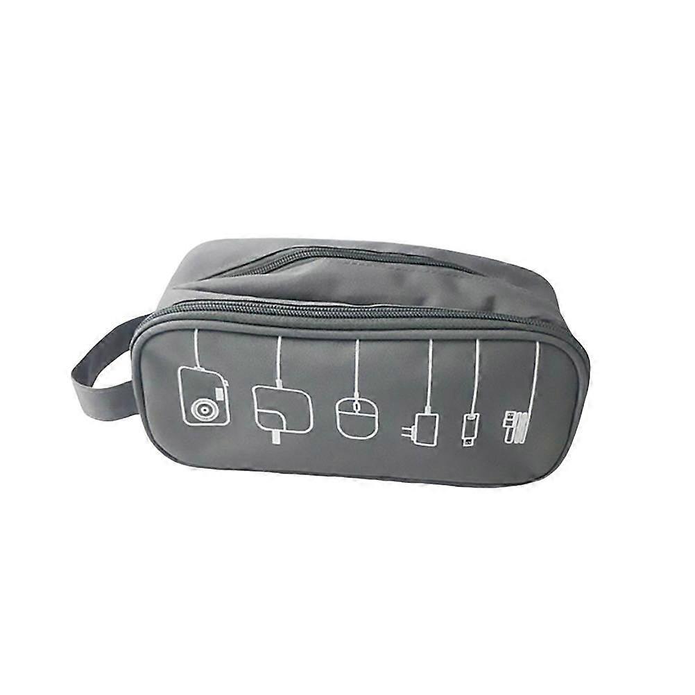 Cable Organizer Case Portable Rectangular Storage Pouch For Digital Accessories Grey 24*9*10cm Zipper Closure Prevent Loss 1Pack