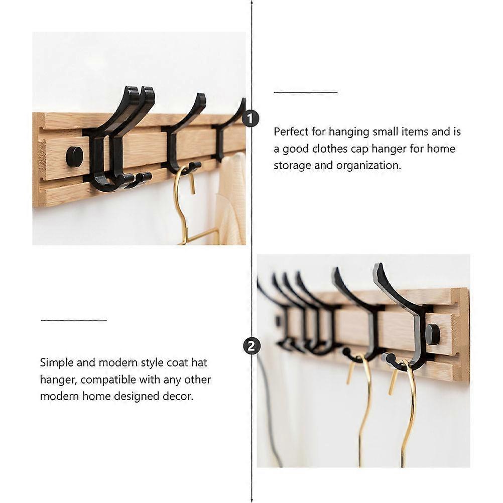 Khaki Bamboo Coat Hook Set for Clothes Hanging 1Set Wall Hook