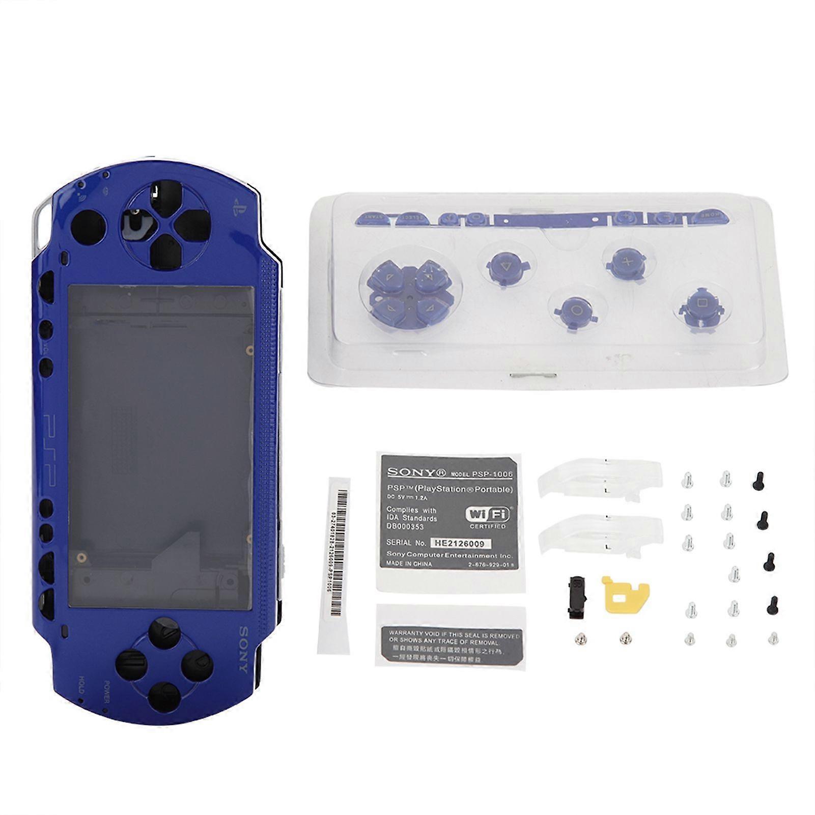 Case Cover Replacement Full Shell Housing Set with Buttons Kit For PSP 1000 (Blue)