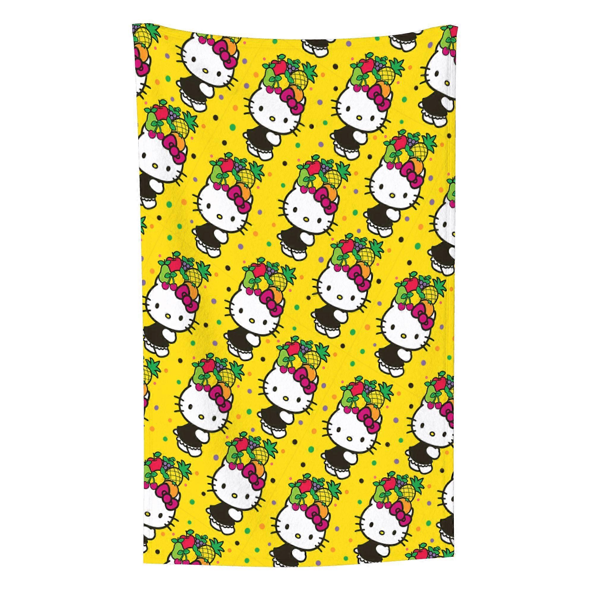 Hello Kitty Pattern Lightweight Soft Flannel Blanket Suitable for Cat Lovers Sofa Living Room Comfortable Plush Blanket 32x48in (Vertical)