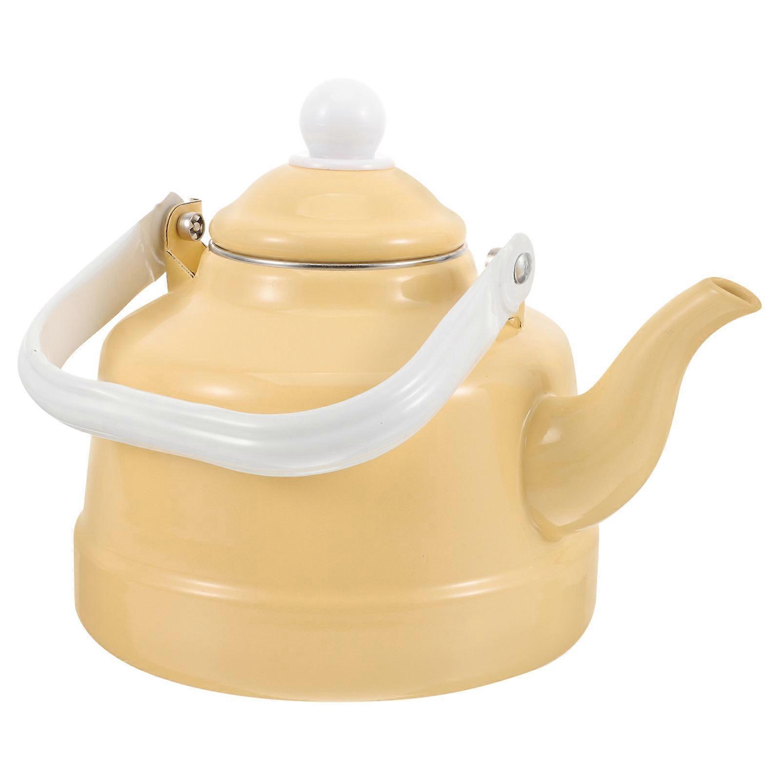 Heat-Resistant Khaki Enamel Water Kettle for Tea Boiling Stovetop Teakettle
