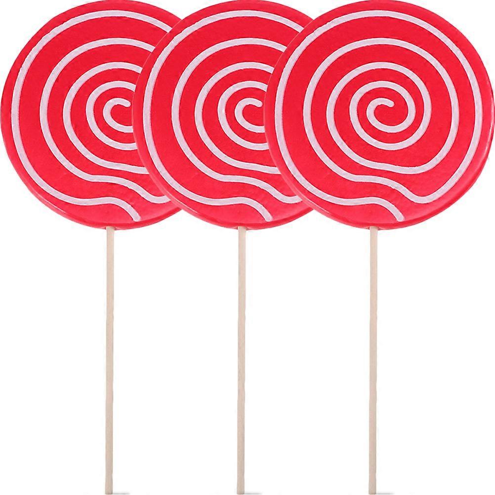 Red Simulation Lollipop Model Prop Decor for Kids 3Pcs