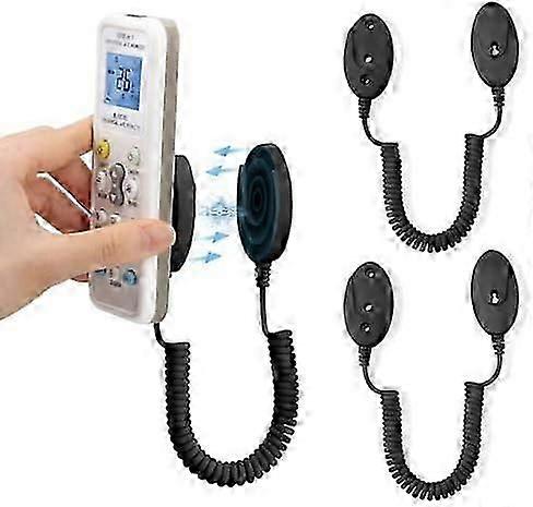 2-Pack Magnetic Remote Control Holders with Spring Ropes - Wall-Mount, Adhesive, Anti-Loss, Secure Remotes & Small Items