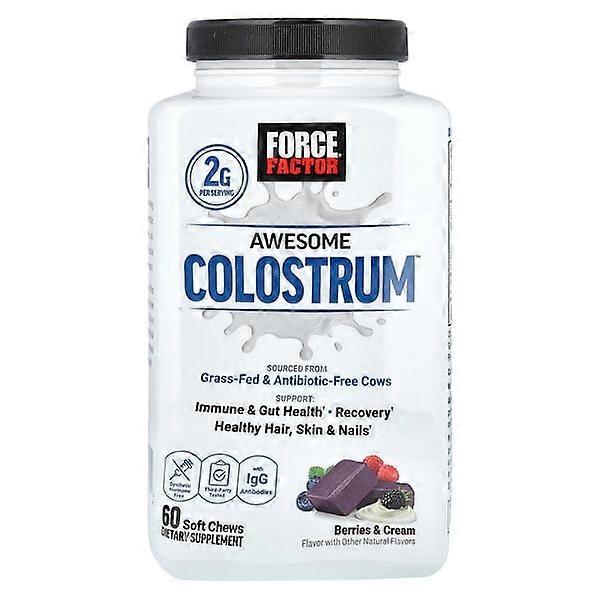 Force Factor, Awesome ColostrumÃÂ¢ÃÂÃÂ¢, Berries & Cream, 60 Soft Chews