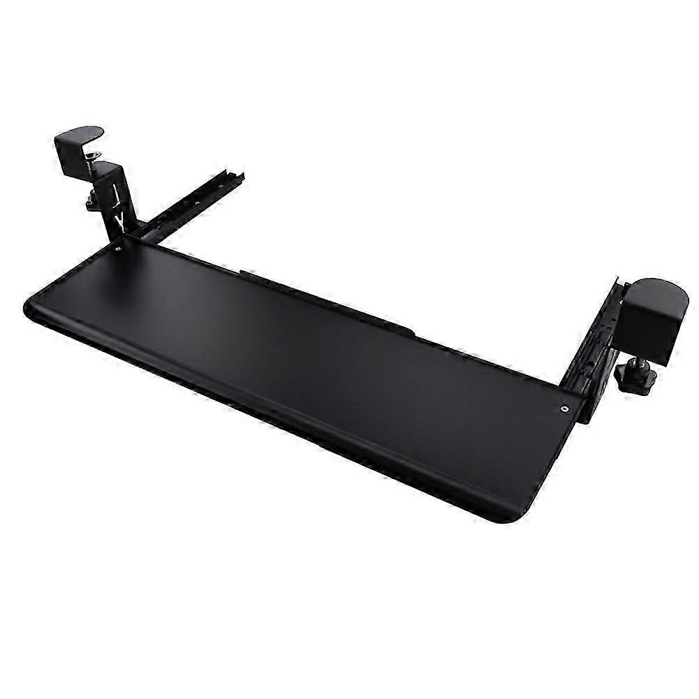 Ergonomic Clamp On Computer Keyboard Tray Under Desk, 60x20cm Sliding Drawer Platform, Black, No Drilling Required