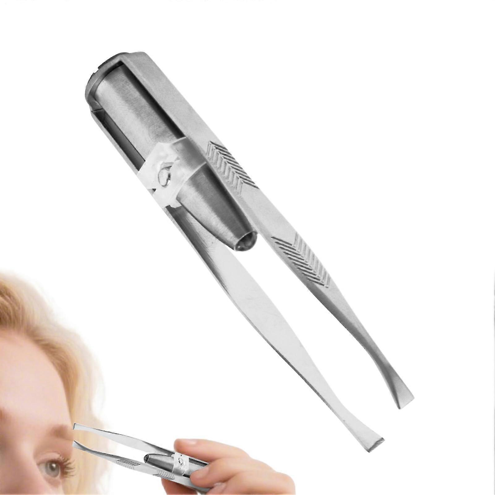 Tweezers for Eyebrows with Light Slant Tip Lighted Eyebrow Tweezers For Women Men Professionals Beginners
